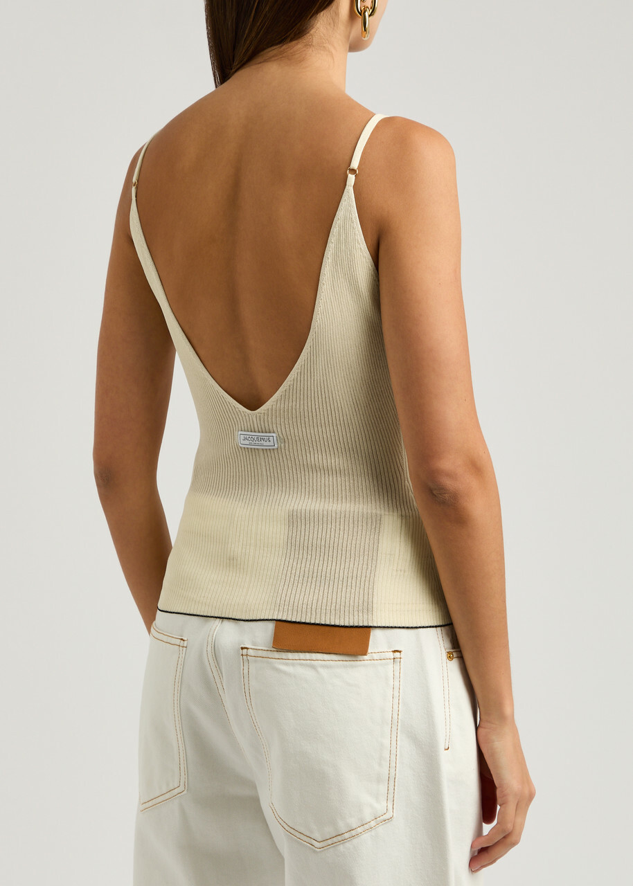 Jacquemus La Maille Spallina Knitted Camisole top Yellow Light