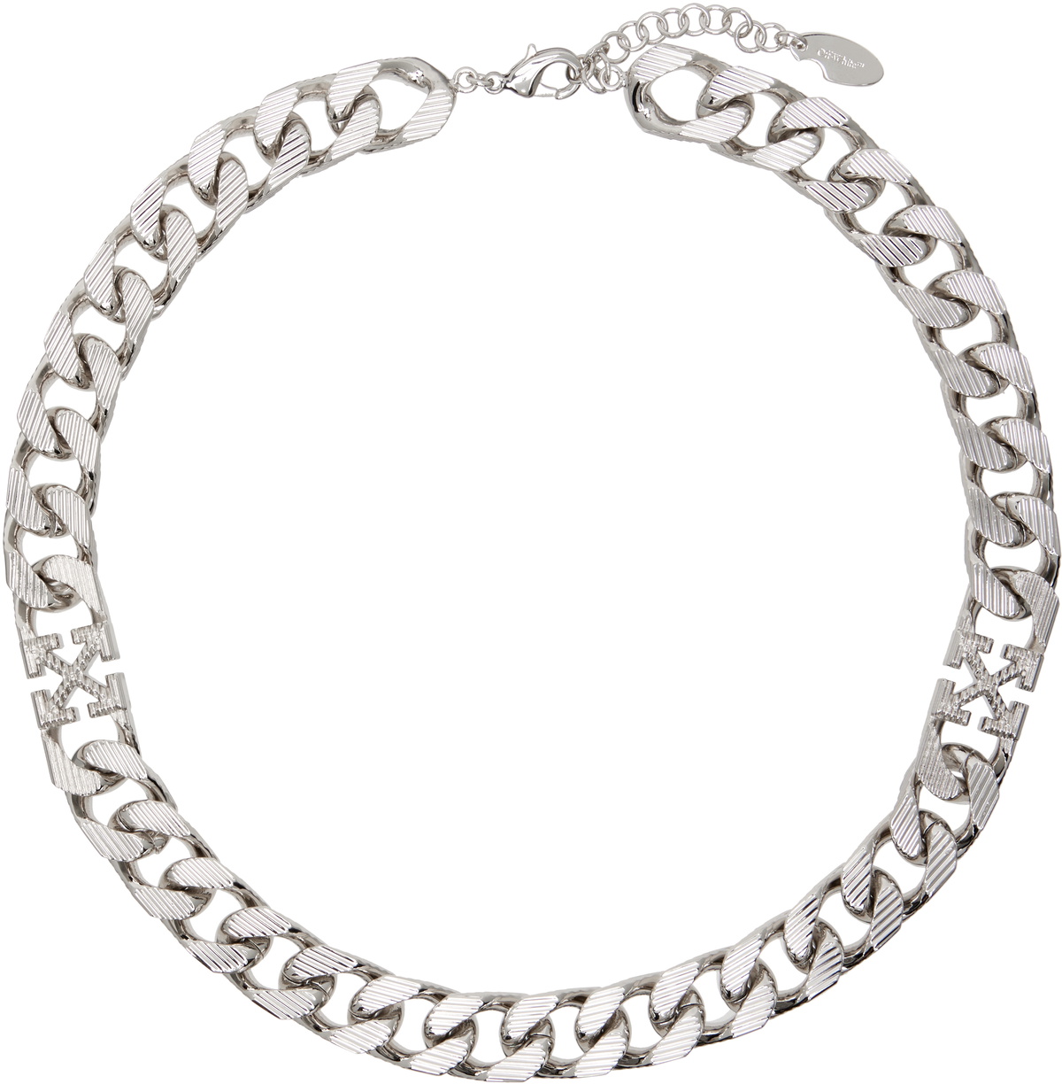 Off-White Silver Texture Paperclip Necklace Off-White