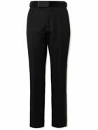 TOM FORD - Straight-Leg Belted Satin-Trimmed Wool and Mohair-Blend Tuxedo Trousers - Black