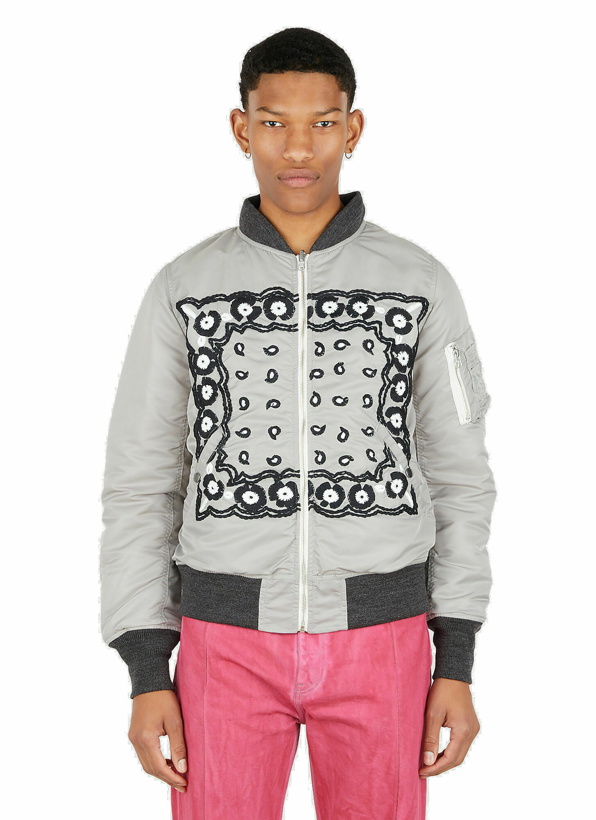 Photo: Hand Embroidery Flight Jacket in Grey