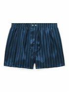 Derek Rose - Brindisi Striped Silk-Satin Boxer Shorts - Blue