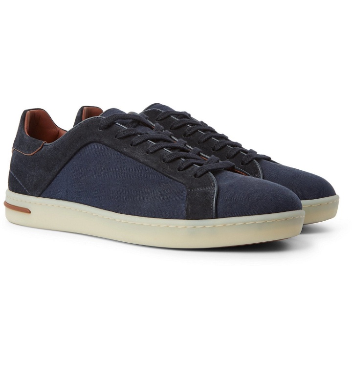 Photo: Loro Piana - Traveller Suede and Canvas Sneakers - Blue