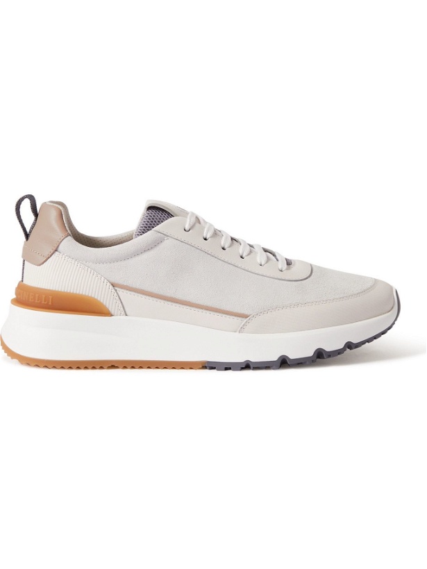 Photo: BRUNELLO CUCINELLI - Suede and Leather Sneakers - White