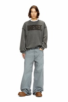 Diesel Cotton sweatshirt with appliqué logo - Sweaters Mens in Grey