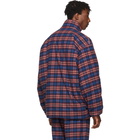 Balenciaga Blue and Red Check Flannel Quilted Zip-Up Jacket