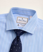 Brooks Brothers Men's x Thomas Mason Madison Relaxed-Fit Dress Shirt, Poplin English Collar Bold Stripe | Light Blue
