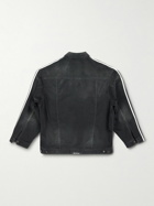 Balenciaga - adidas Oversized Distressed Striped Denim Jacket - Black