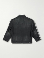 Balenciaga - adidas Oversized Distressed Striped Denim Jacket - Black