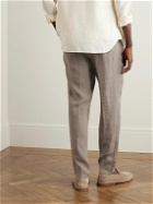 Altea - Martin Tapered Linen Drawstring Trousers - Neutrals