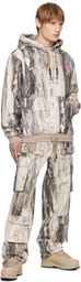 RCOS Off-White & Taupe Stack Logo Embroidered Hoodie