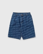 Fucking Awesome Baggy Pleated Denim Laser Stamp Shorts Blue - Mens - Casual Shorts