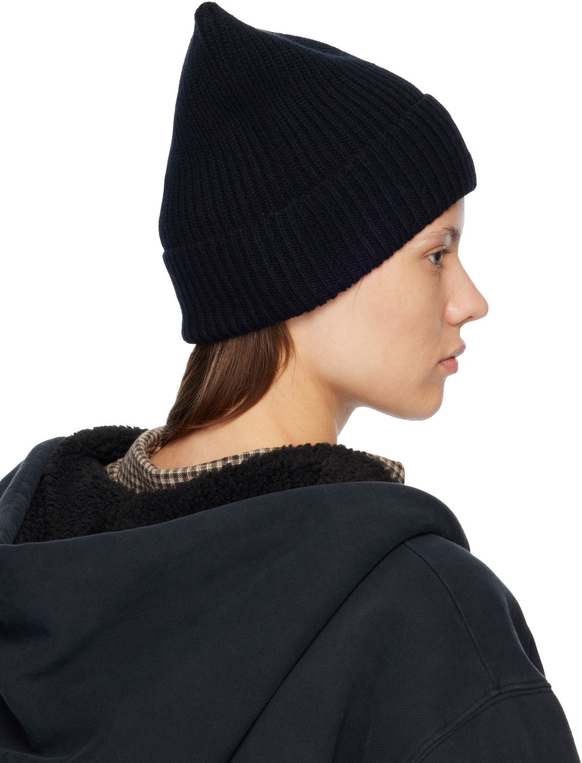 Acne Studios Black Face Logo Square Beanie