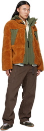 sacai Orange & Khaki Fleece & Grosgrain Jacket