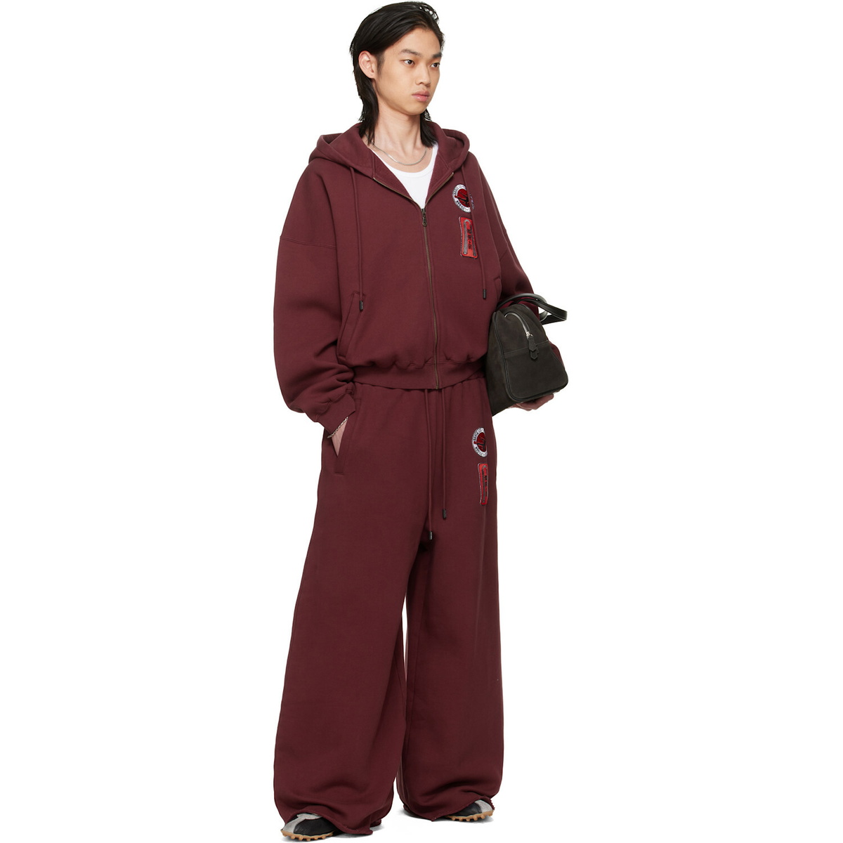 LU'U DAN BRUCE LEE x LỰU ĐẠN Burgundy Zip Hoodie
