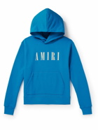 AMIRI - Logo-Print Cotton-Jersey Hoodie - Blue