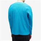Homme Plissé Issey Miyake Men's Pleated Cardigan in Turquoise Blue