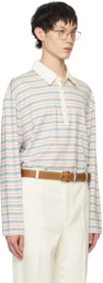 Thom Browne White & Blue Striped Polo