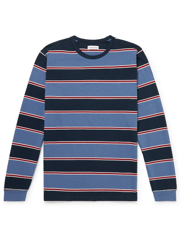 Photo: Pop Trading Company - Logo-Print Striped Cotton-Jersey T-Shirt - Multi