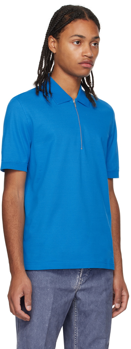 Ferragamo Blue Half-Zip Polo