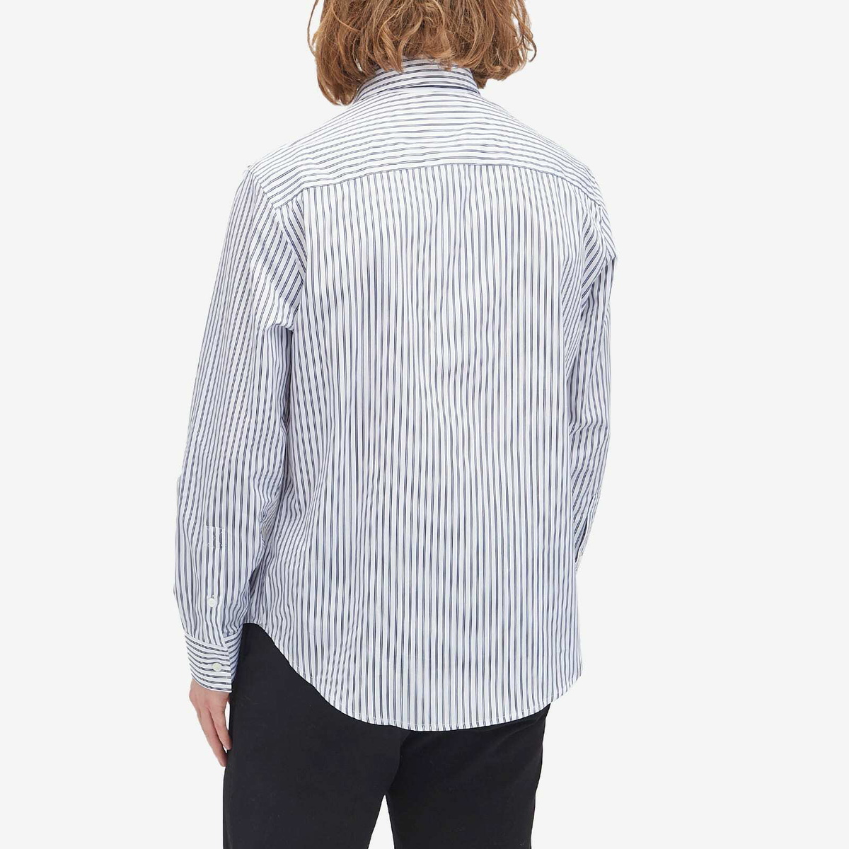 Burberry Men's B Shield Logo Stripe Shirt in Iris/Chalk Burberry