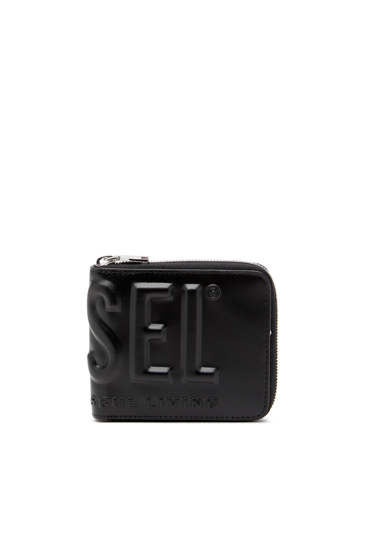 Diesel Leather zip wallet with embossed logo - Small Wallets Mens in Black