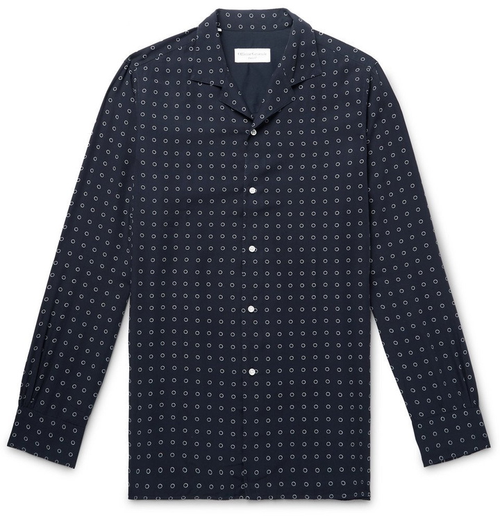 Photo: Officine Generale - Camp-Collar Printed Lyocell Shirt - Navy