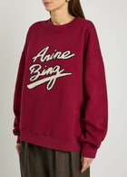 Anine Bing Miles Logo-appliquéd Cotton Sweatshirt Burgundy