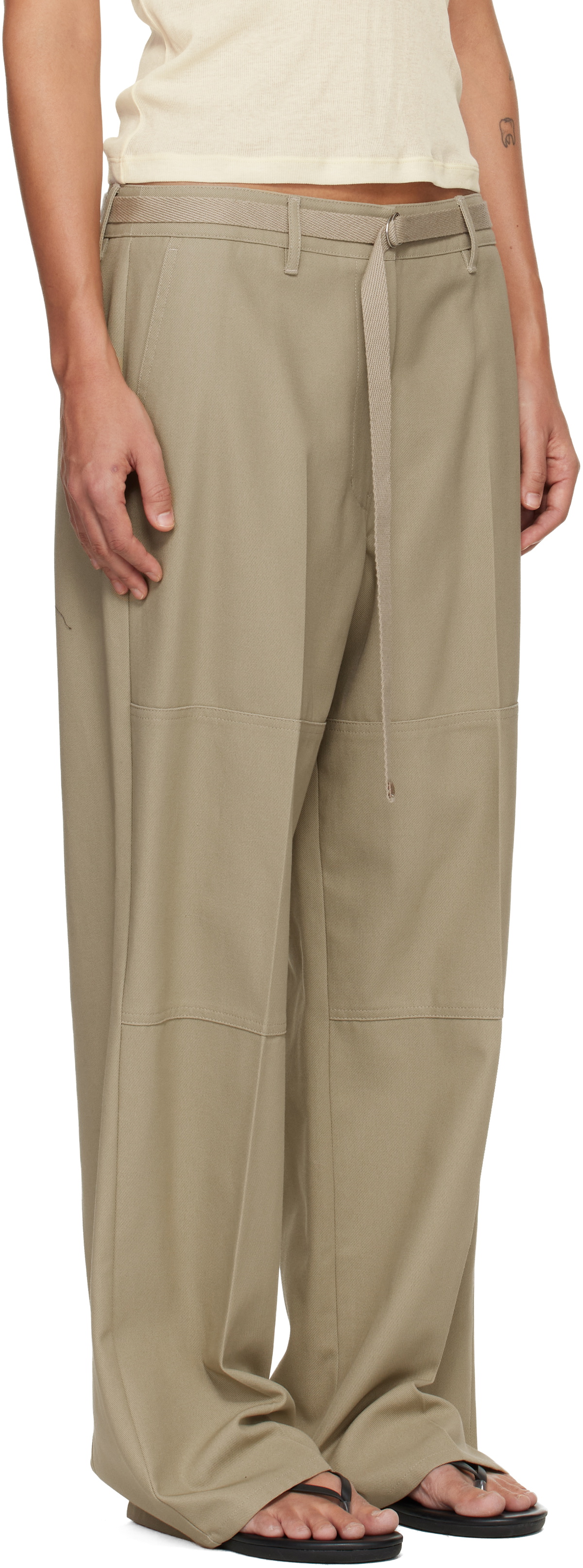 LE17SEPTEMBRE Beige Twill Paneled Trousers