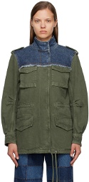Chloé Khaki & Blue Utilitarian Denim Jacket