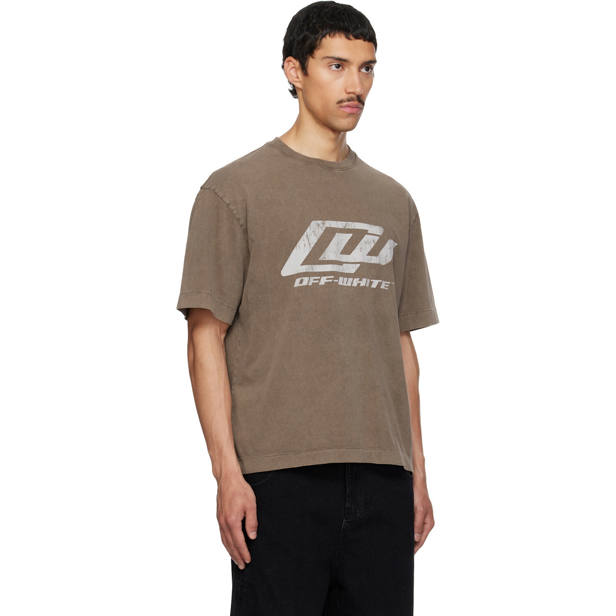 Off-White Brown 'OW' Racing Skate T-shirt