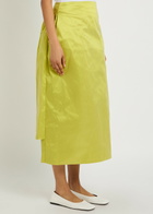 Simone Rocha Sculpted Bustle Taffeta Midi Skirt Green