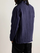 Drake's - Pinstriped Linen Chore Jacket - Blue