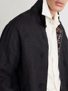 Kartik Research - Embellished Linen Blouson Jacket - Black