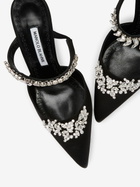 Manolo Blahnik Black Lurum 90 Satin Mules