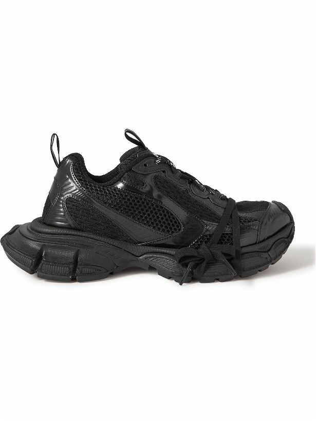 Photo: Balenciaga - 3XL Distressed Mesh and Rubber Sneakers - Black