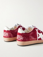 Golden Goose - Ball Star Distressed Suede and Leather Sneakers - Red