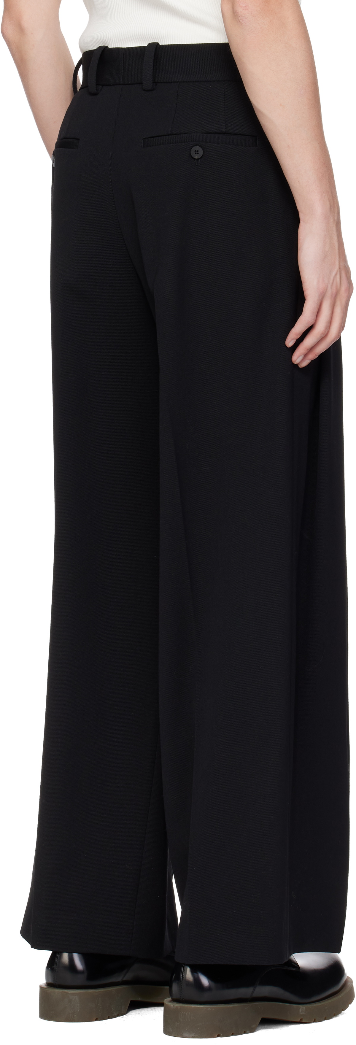 WOOYOUNGMI Black Two Tuck Wide Trousers