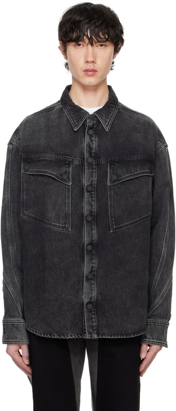 Photo: Mugler Black Washed Denim Overshirt