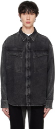 Mugler Black Washed Denim Overshirt