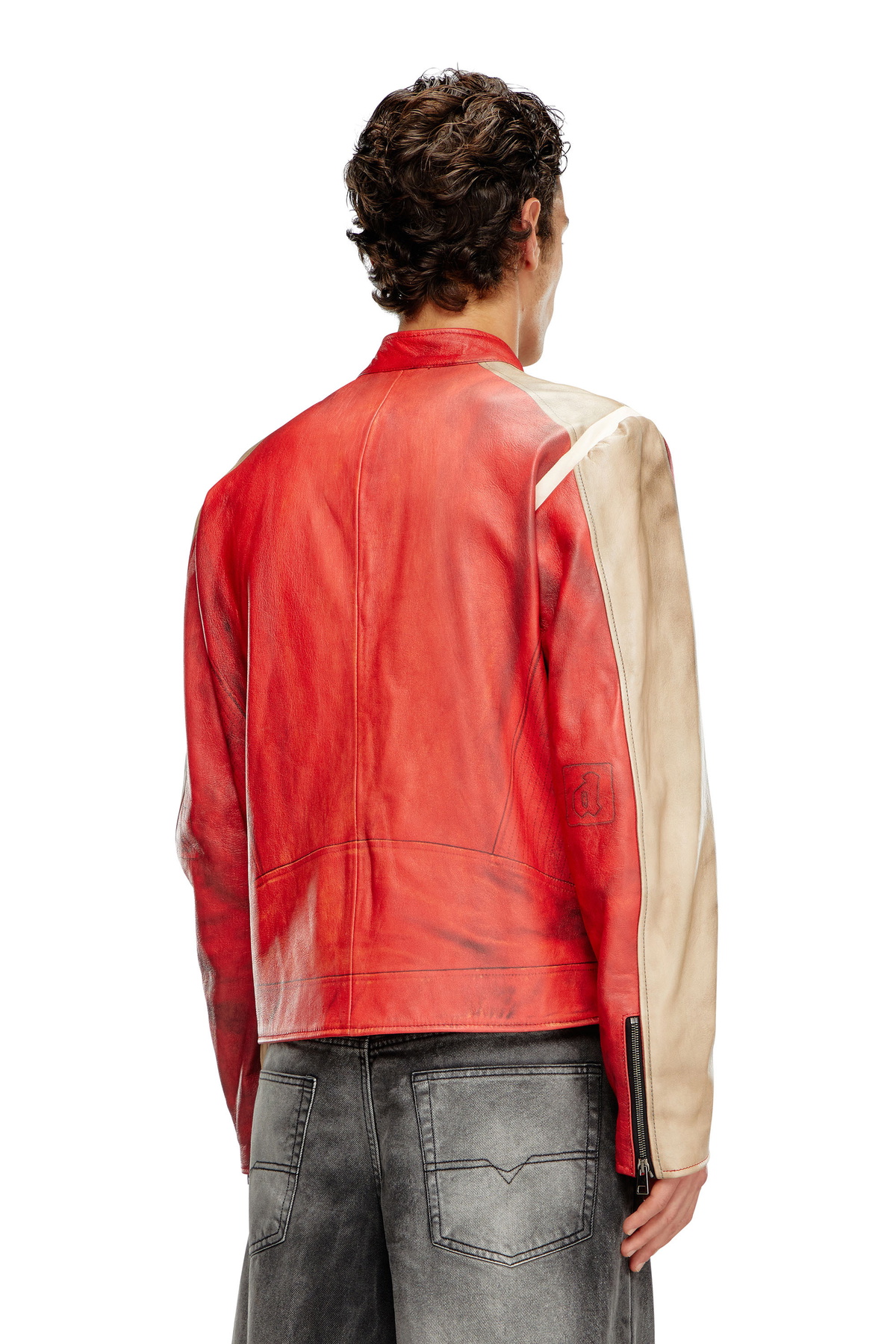 Diesel Dirty-effect leather biker jacket - Leather jackets Mens in