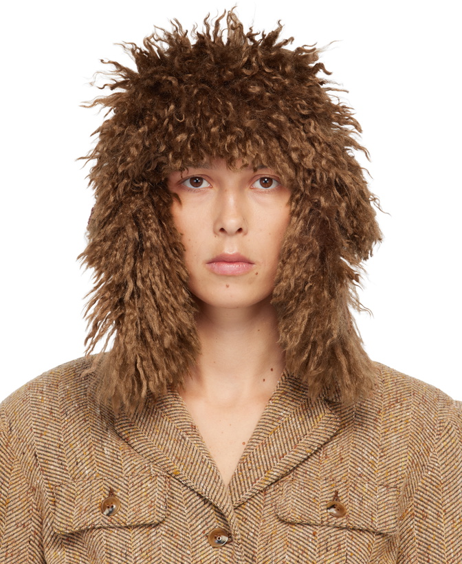 Photo: Anna Sui Tan Faux Fur Trim Aviator Hat
