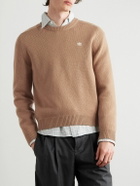 CELINE - Logo-Embroidered Wool and Cashmere-Blend Sweater - Brown