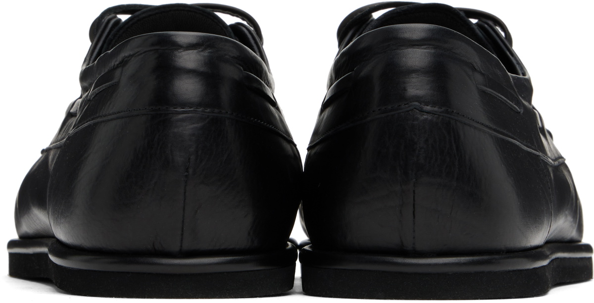 AURALEE Black Soft Leather Deck Shoes Auralee