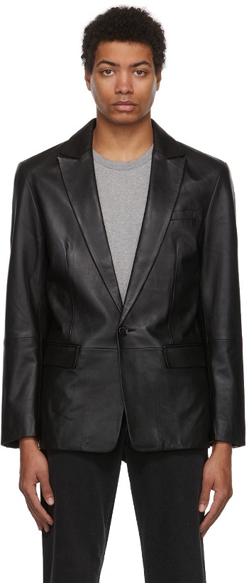 Photo: Won Hundred Black Leather Michael Blazer Jacket