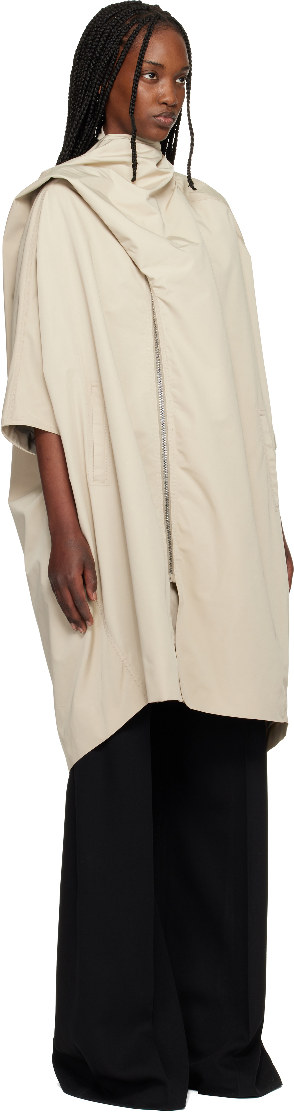 Rick Owens Off-White Temple Sail Biker Coat