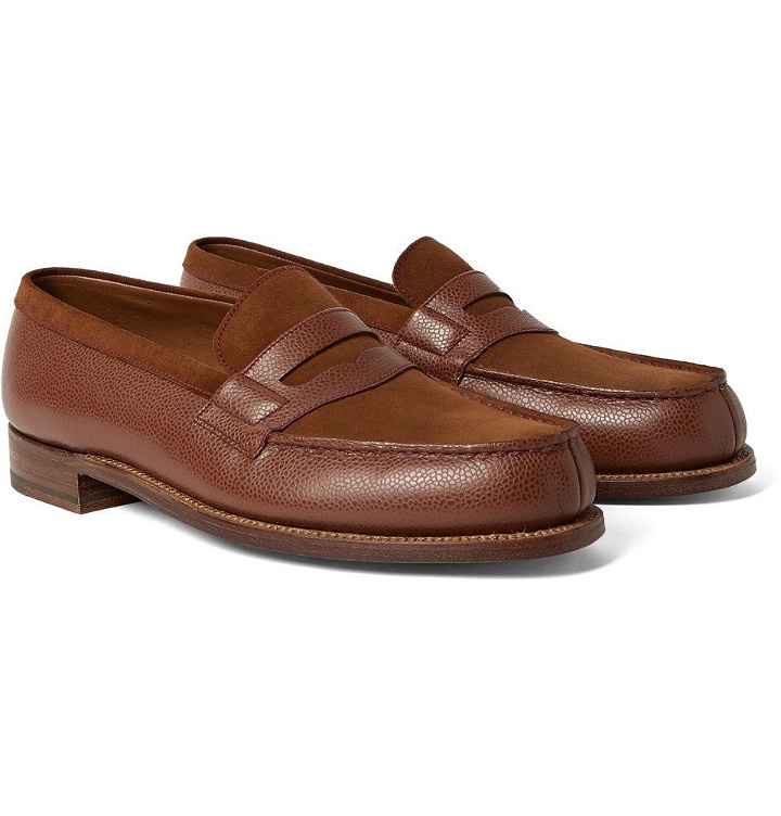 Photo: J.M. Weston - 180 The Moccasin Full-Grain Leather and Suede Penny Loafers - Men - Brown
