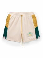 Rhude - Straight-Leg Logo-Embroidered Cotton-Jersey Drawstring Shorts - Neutrals