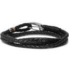 Paul Smith - Woven Leather and Silver and Gold-Tone Wrap Bracelet - Black