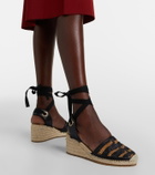 Ferragamo Animal-print raffia espadrille wedges