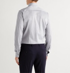 Hugo Boss - Jason Slim-Fit Cutaway-Collar Mélange Cotton-Jersey Shirt - Gray